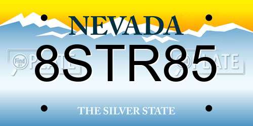 8STR85 Nevada License Plate