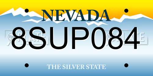 8SUP084 Nevada License Plate