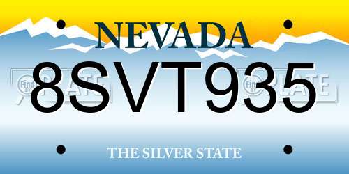 8SVT935 Nevada License Plate