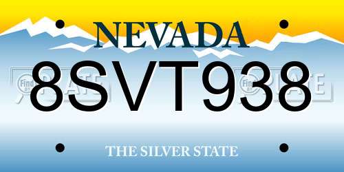8SVT938 Nevada License Plate