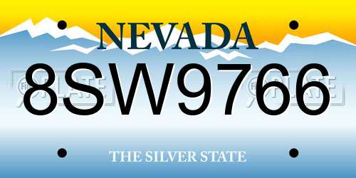 8SW9766 Nevada License Plate