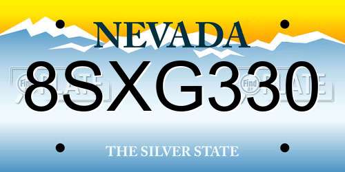 8SXG330 Nevada License Plate
