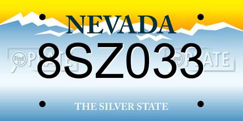 8SZ033 Nevada License Plate