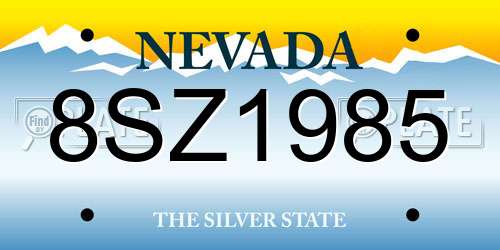 8SZ1985 Nevada License Plate