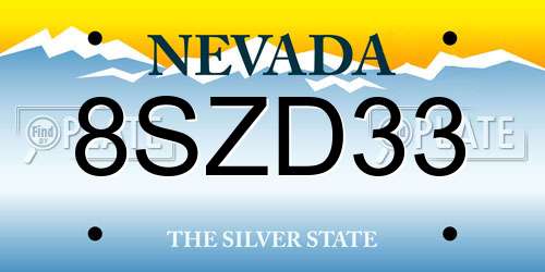 8SZD33 Nevada License Plate