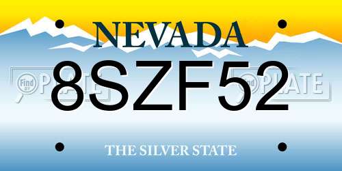 8SZF52 Nevada License Plate