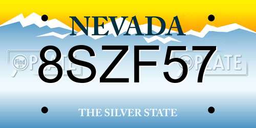 8SZF57 Nevada License Plate