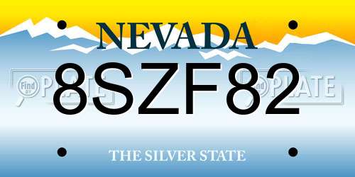 8SZF82 Nevada License Plate
