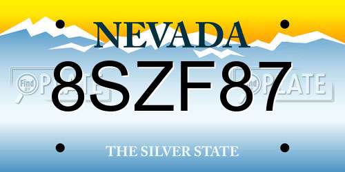 8SZF87 Nevada License Plate
