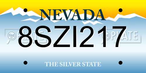 8SZI217 Nevada License Plate