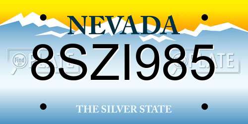 8SZI985 Nevada License Plate