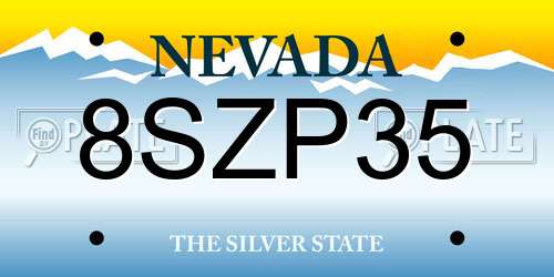 8SZP35 Nevada License Plate