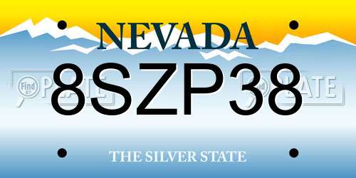 8SZP38 Nevada License Plate
