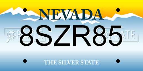 8SZR85 Nevada License Plate