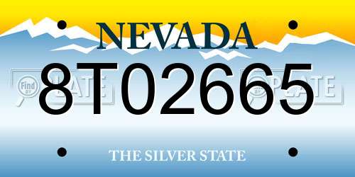 8T02665 Nevada License Plate