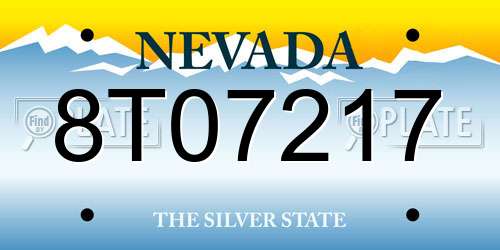 8T07217 Nevada License Plate