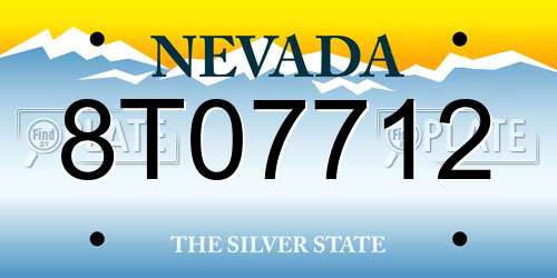 8T07712 Nevada License Plate