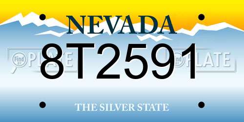 8T2591 Nevada License Plate