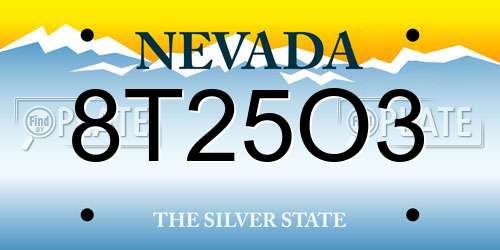 8T25O3 Nevada License Plate