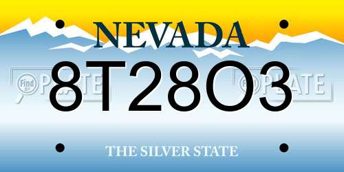 8T28O3 Nevada License Plate