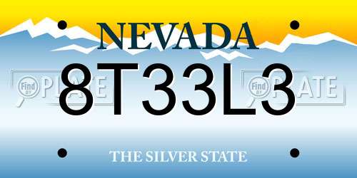 8T33L3 Nevada License Plate