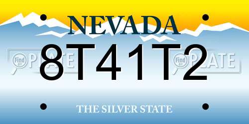 8T41T2 Nevada License Plate