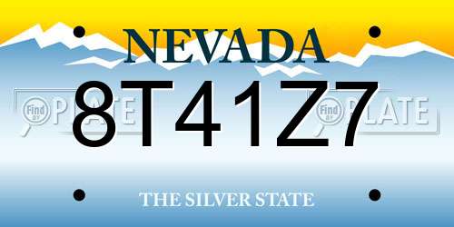 8T41Z7 Nevada License Plate