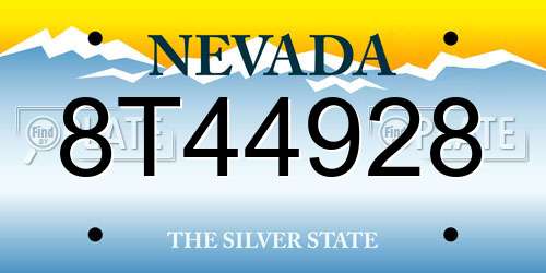 8T44928 Nevada License Plate