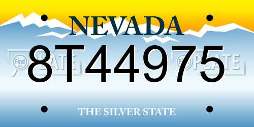 8T44975 Nevada License Plate