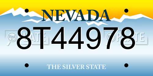 8T44978 Nevada License Plate