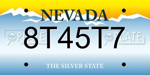 8T45T7 Nevada License Plate