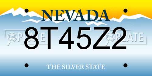 8T45Z2 Nevada License Plate