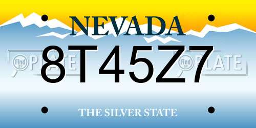 8T45Z7 Nevada License Plate