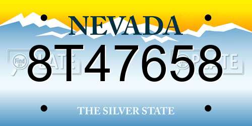 8T47658 Nevada License Plate