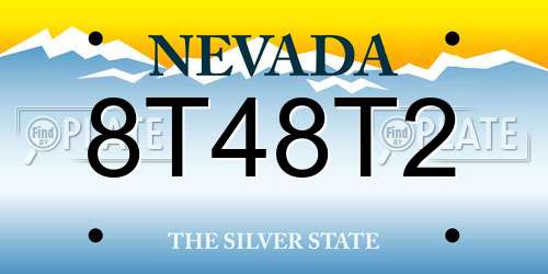 8T48T2 Nevada License Plate