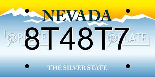 8T48T7 Nevada License Plate