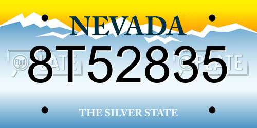 8T52835 Nevada License Plate