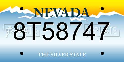 8T58747 Nevada License Plate