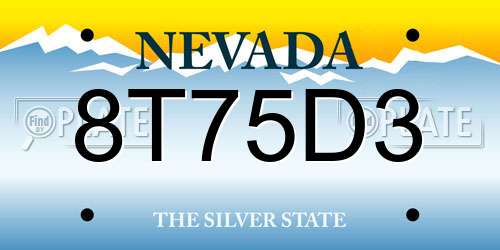 8T75D3 Nevada License Plate