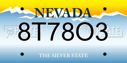 8T78O3 Nevada License Plate