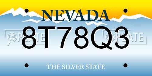 8T78Q3 Nevada License Plate