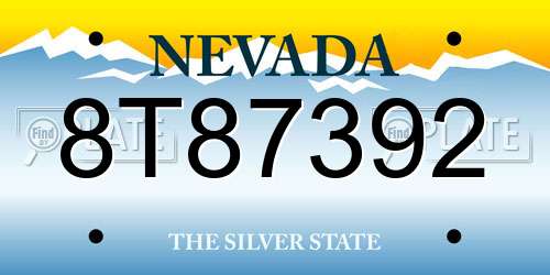 8T87392 Nevada License Plate