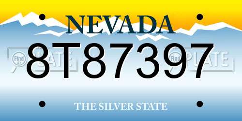 8T87397 Nevada License Plate