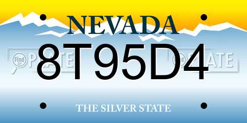 8T95D4 Nevada License Plate