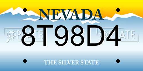 8T98D4 Nevada License Plate