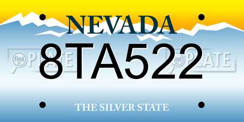 8TA522 Nevada License Plate