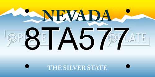 8TA577 Nevada License Plate