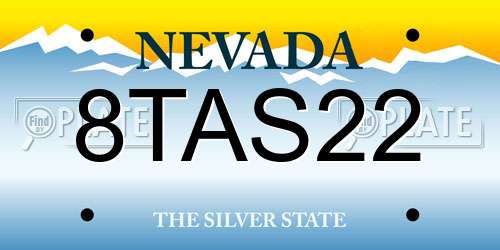 8TAS22 Nevada License Plate