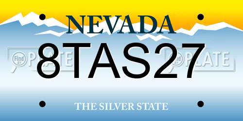 8TAS27 Nevada License Plate