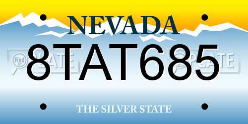 8TAT685 Nevada License Plate